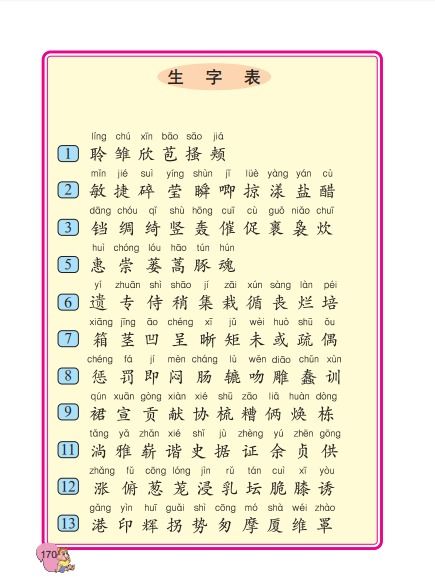 上海版三年级下册语文生字表(2)