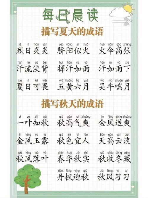 写春天的词语四个字成语，写夏天的词语