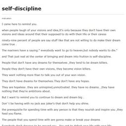 selfdisciplines，Self discipline is freedom